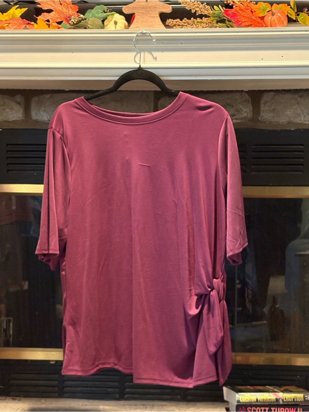 Cable & Gauge Dark Rose Short Sleeve Side Tie Tee